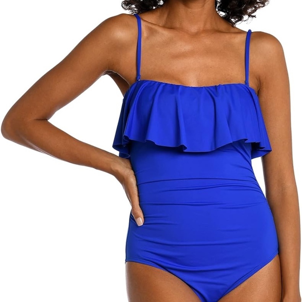 Blue Ruffled One-Piece Swimsuit